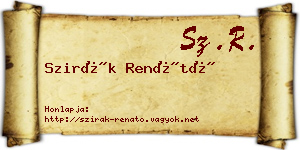Szirák Renátó névjegykártya